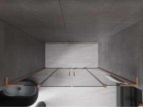 Mexen Velar L Duo, posuvné sprchové dvere do otvoru 200 cm, 8mm šedé sklo, medená matná, 871-200-003-42-65