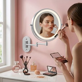 Rea Glow, kozmetické LED zrkadlo nástenné 20 cm, chrómová, HOM-70003