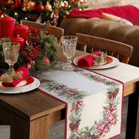 EUROFIRANY VIANOČNÝ GOBELÍNOVÝ BEHÚŇ NA STÔL GARLAND 45X140 CM VZOROVANÝ