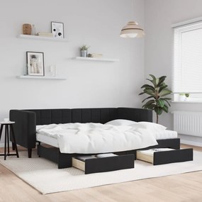 Rozkladacia denná posteľ so zásuvkami čierna 90x200 cm zamat 3196767