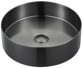 Sapho Sapho, AURUM nerezové umývadlo, priemer 38cm, vrátane výpuste, gun metal, AU101