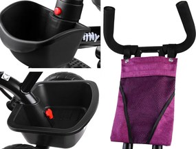 Trojkolesový bicykel Tiny Bike 3v1, ružový, so strieškou SP0650