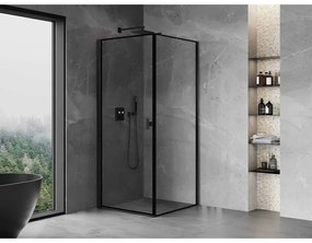 Mexen Mist-B, 1-krídlový výklopný sprchový kút ľavý 80 x 80 cm, číre sklo-čierny rám, 8A2T-080-080-70-70-L