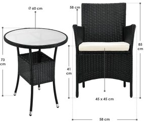 InternetovaZahrada Balkónový set Bayamo - čierny + krémové podušky