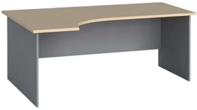 Ergonomický kancelársky pracovný stôl PRIMO FLEXI 180x120 cm, sivá / breza, ľavý