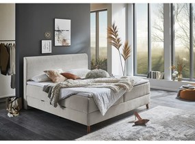 Béžová boxspring posteľ s úložným priestorom 160x200 cm Memphis - Meise Möbel