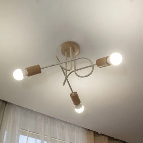 Prisadený luster OXFORD 3xE27/15W/230V borovica/krémová