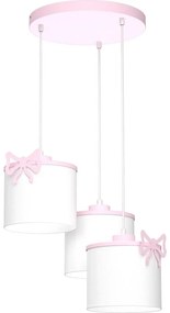 Detský luster na lanku SWEET 3xE27/15W/230V biela/ružová/motýľ