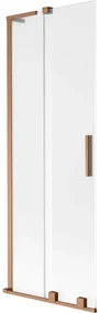 Mexen Velar L, 2-krídlová posuvná vaňová zástena 75 x 150 cm, 8mm sklo námraza, medená matná, 896-075-003-31-65