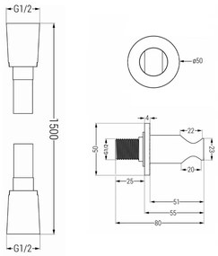 Mexen príslušenstvo - podomietkový 1-bodový ručný sprchový set R-70, zlatá, 785706051-50