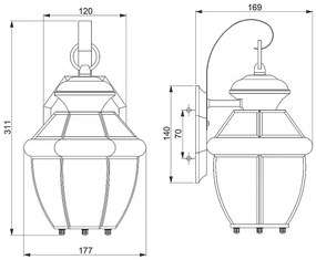Quoizel QZ-NEWBURY2-S-AC - Vonkajšie nástenné svietidlo NEWBURY 1xE27/60W/230V IP44