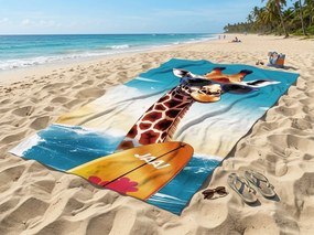 Rýchloschnúca XXL plážová osuška GIRAFO farebná 150 x 210 cm, 100% mikrovlákno