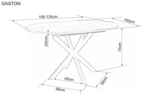 Rozkladací jedálenský stôl GASTON 100(135)X100 cm, dekor dub artisan