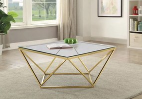 Tutumi Tutumi, sklenený konferenčný stolík Glamour 80x80x45 CS-14G, zlatá, KRZ-06585