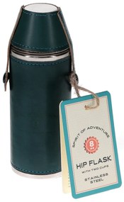 Tmavomodrá súprava ploskačky a štamperlíkov 3 ks z nehrdzavejúcej ocele 220 ml Spirit of Adventure – Rex London