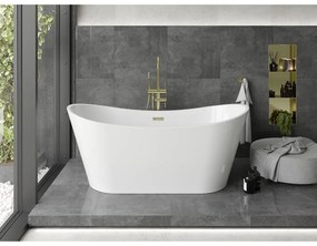 Mexen Montana, voľne stojaca vaňa 180 x 80 cm, biela, zlatý lesklý prepad, 52011808000-50