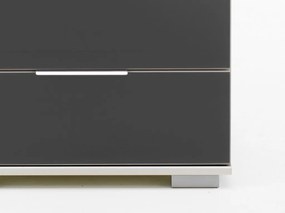 Nočný stolík Easy Plus, biely / sivé sklo