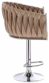 LuxuryForm DESIGN Barová stolička NORDEN VELUR na striebornom tanieri - latte