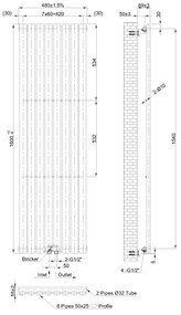Invena Mono, vykurovacie teleso 1600x480, 672W, biela, INV-UG-10-B16-A