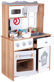 Drevená kuchynka ECOTOYS s 16 dielmi a zvukom