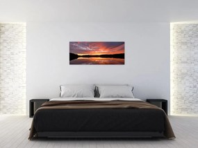 Obraz - Západ slnka nad jazerom (120x50 cm)