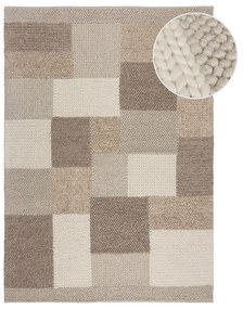 Béžový ručne tkaný koberec s prímesou vlny 80x150 cm Minerals Patchwork – Flair Rugs