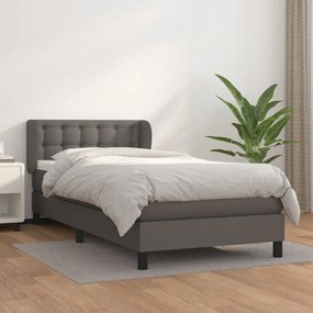 Boxspring posteľ s matracom sivá 90x190 cm umelá koža 3127287