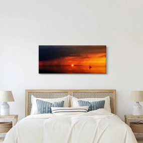 Obraz západu slnka s plachetnicou (120x50 cm)