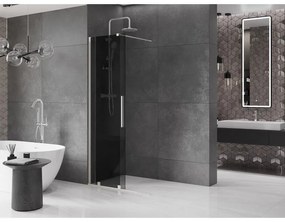 Mexen Velar, sprchová zástena s posuvnými dverami Walk-in 85 x 200 cm, 8mm šedé sklo, brúsená oceľ, 871-085-000-43-97