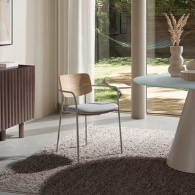 Svetlosivé/v prírodnej farbe čalúnené jedálenské kreslá v súprave s podrúčkami Nour – MOME