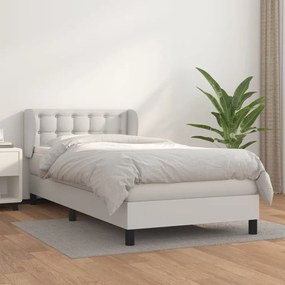 Boxspring posteľ s matracom biela 90x190 cm umelá koža 3127284
