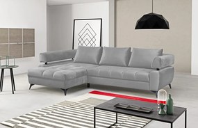 Rohová sedacia súprava Paris, svetlo šedá látka, ľavý roh