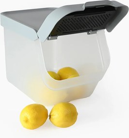 ALTOM 2. akosť - Úložný box na zemiaky a cibuľu s vetraním, sivý (10l)