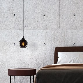 Čierne závesné svietidlo so skleneným tienidlom ø 15 cm Smoked – Opviq lights