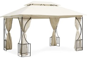 Luxusný záhradný pavilón 4x3x2,8 m - béžový - moskytiéra + plné steny