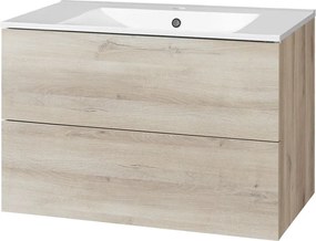 Mereo, Mereo Aira, kúpeľňová skrinka s keramickým umývadlom 81 cm, dub Kronberg, MER-CN721