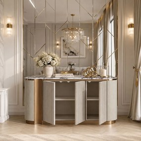 KOMODA CASTELLO KRÉMOVÁ + MRAMOR 158 cm