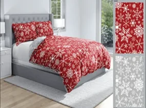 INTERMEDIC SK Posteľná obliečka Mikroplyš Snowflakes - červená 140x200/70x90 cm