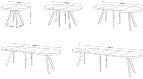 VITO Dub Artisan / čierne nohy - VEĽKÝ OKRÚHLY STÔL Ø110 ROZKLADACÍ AŽ DO 310 cm S NOHAMI Y LOFTOVÝ / INDUSTRIÁLNY