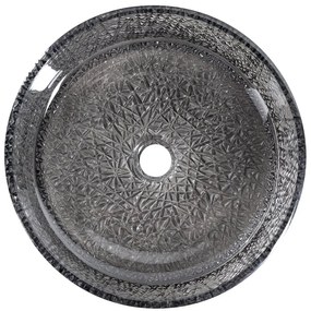 Sapho Sapho, ERSEL gravírované sklenené umývadlo na dosku priemer 39,5cm, čierna, TY323B