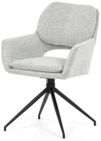 Židle jídelní, krémová látka, noha černý kov,  otočný mechanismus 360°