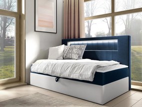 Kontinentálna jednolôžková posteľ Junior Ribezo 2, Rozmer postele: 80x200, Dostupné poťahy: ekokoža Soft 017 (biela) + Fresh 11