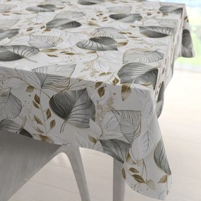 Biante Dekoračný štvorcový obrus Leona LN-173 Sivé listy na režnom 120x120 cm