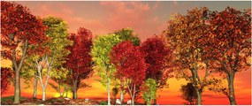 Obraz - Farebné stromy (120x50 cm)