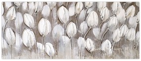 Obraz - Štruktúrované tulipány (120x50 cm)