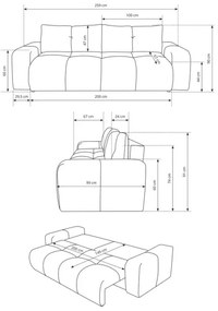 Rozkladacia čalúnená trojmiestna pohovka s úložným priestorom ALMADA béžová
