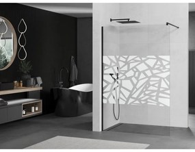 Mexen Kioto sprchová zástena 80x200 cm 8 mm, čierne, biely vzor, 800-080-101-70-85