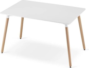 Jedálenský set 1 + 4, biely jedálenský stôl ADRIA 120x80 cm + krémová zamatová stolička LAVA