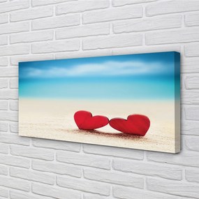 Obraz canvas Srdce červené piesočné more 125x50 cm