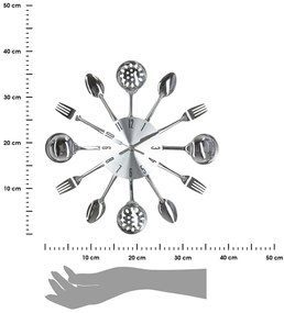 Nástenné hodiny Cutlery, chrómová